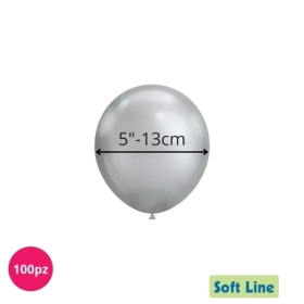 Palloncini Soft Line Cromati 5 pollici (13cm) Argento 117, 100pz.
