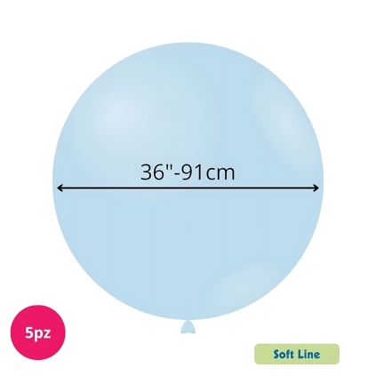 Palloncini Soft Line Pastello 36 pollici (91cm) Celeste Baby 127 , 5pz.
