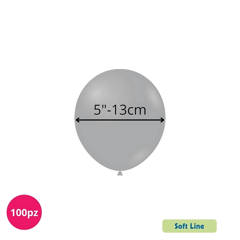 Palloncini Soft Line Pastello 5 pollici (13cm) Grigio Fumo 143, 100pz.