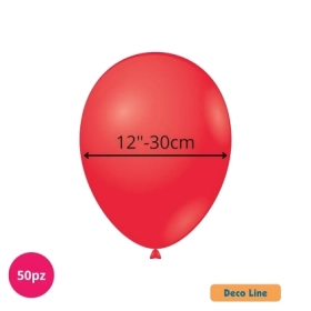 Palloncini Deco Line pastello 12" (30cm) Rosso Scarlatto 201, 50pz.