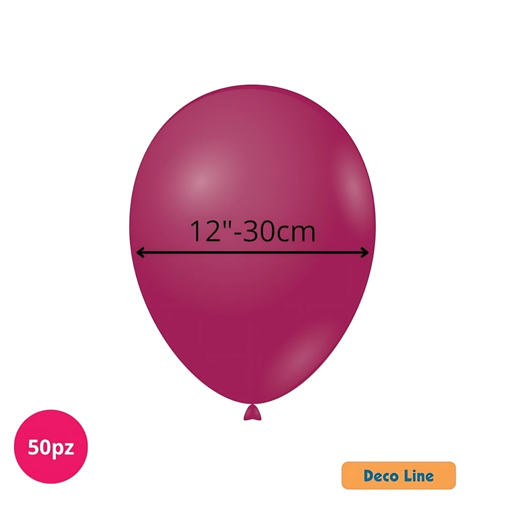 Palloncini Deco Line pastello 12" (30cm) Deep Magenta 218, 50pz.