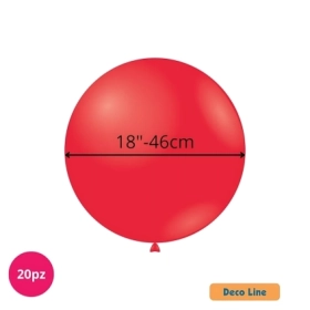 Palloncini Deco Line pastello 18" (46cm) Rosso Scarlatto 201, 20pz.