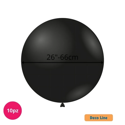Palloncini Deco Line pastello 26" (66cm) Nero Onice 214, 10pz.
