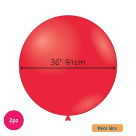 Palloncini Deco Line pastello 36" (91cm) Rosso Scarlatto 201, 2pz.