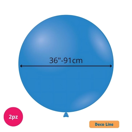 Palloncini Deco Line pastello 36" (91cm) Blu Cobalto 213, 2pz.
