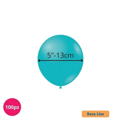 Palloncini Deco Line pastello 5" (13cm) Blu Tiffany 224, 100pz.