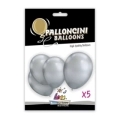 Palloncini classic line titanio 12" (30cm) argento 102, 5pz.