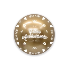 Palloncino Deco Chrome B-Loon Oro Stampa Anniversario bianca  24" (60cm), 1pz.