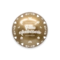Palloncino Deco Chrome B-Loon Oro Stampa Anniversario bianca  24" (60cm), 1pz.
