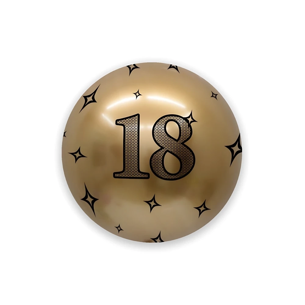 Palloncino Deco Chrome B-Loon Oro Stampa 18 nero  24" (60cm), 1pz.