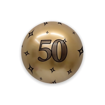 Palloncino Deco Chrome B-Loon Oro Stampa 50 nero  24" (60cm), 1pz.