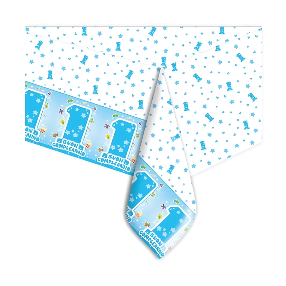 Tovaglia Primo Compleanno Azzurro 2,7x1,4m, 1pz.