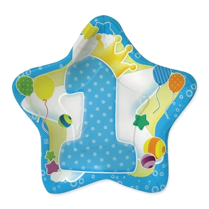 Piatti Stella Primo Compleanno Azzurro 24cm, 10pz.