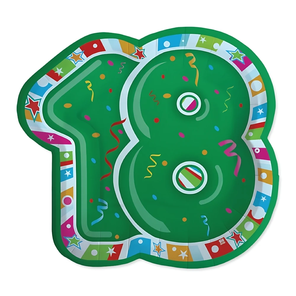 Piatti Compleanno 18 anni 25x23cm, 8pz.