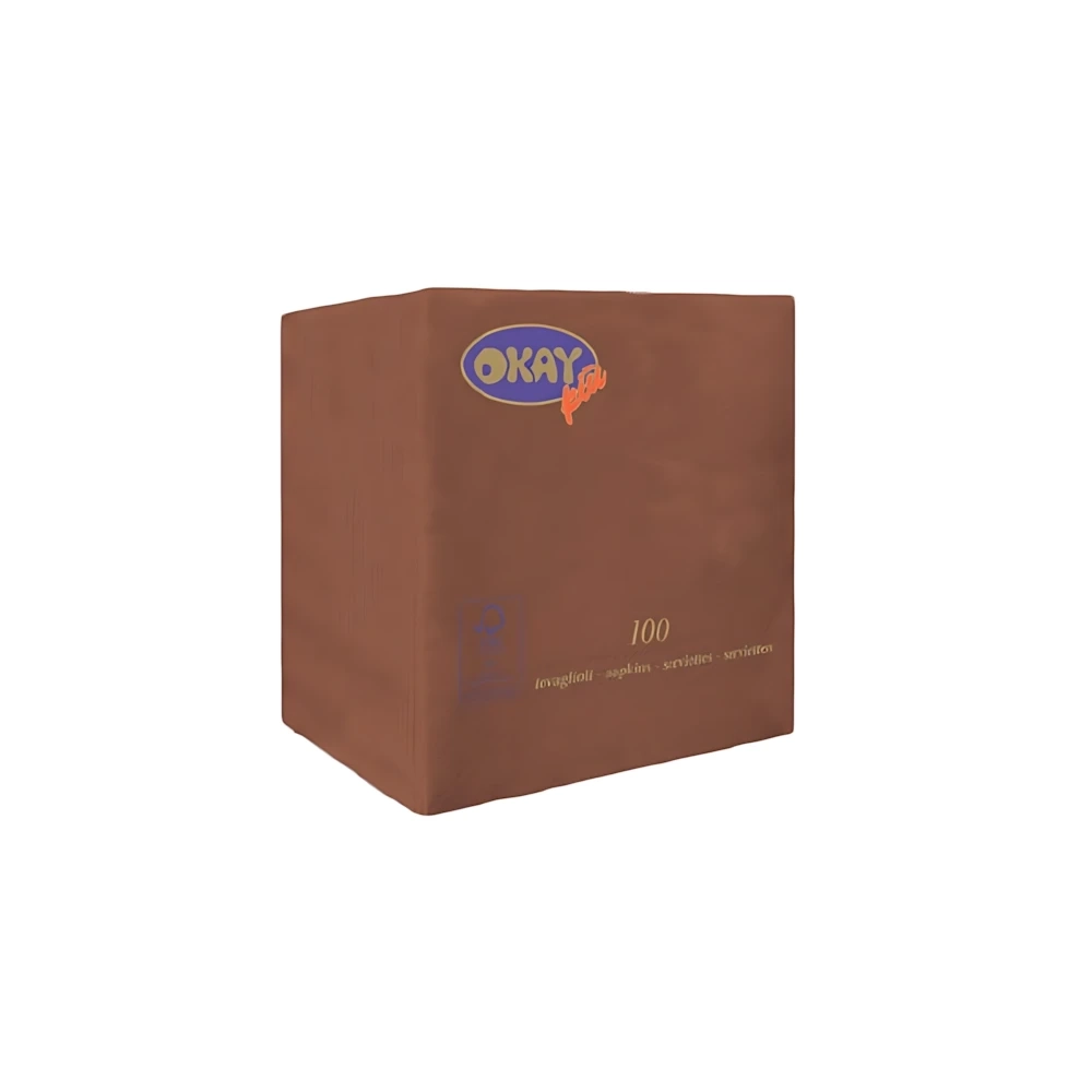 Tovaglioli Marrone 25x25cm 2 veli, 100pz.