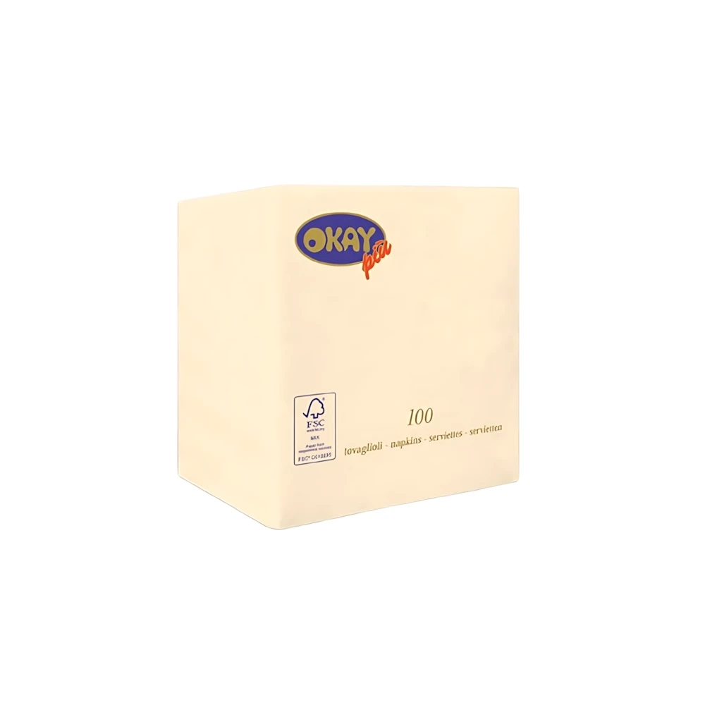Tovaglioli Panna 25x25cm 2 veli, 100pz.