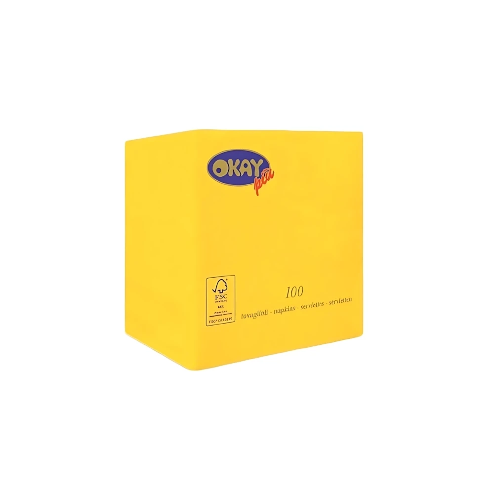 Tovaglioli Giallo Limone 25x25cm 2 veli, 100pz.