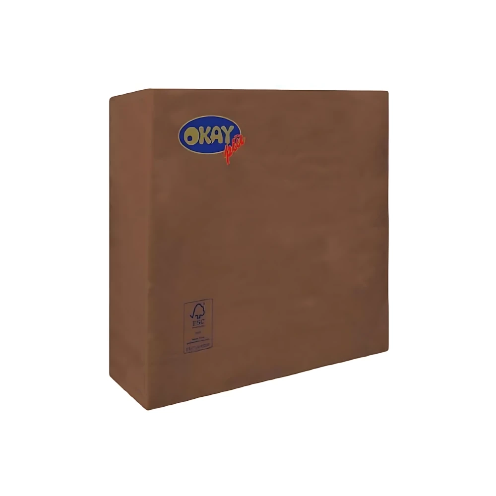 Tovaglioli Marrone 33x33cm 2 veli, 50pz.