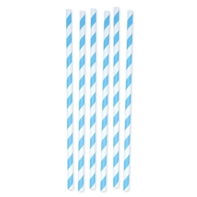 Cannucce in carta a strisce Turchese e bianche 26x1cm, 12pz.