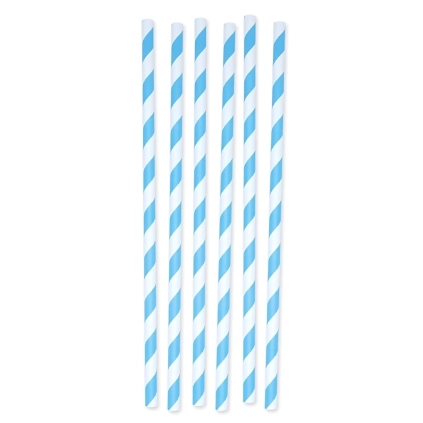 Cannucce in carta a strisce Turchese e bianche 26x1cm, 12pz.
