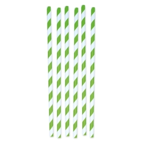 Cannucce in carta a strisce Verde Mela e bianche 26x1cm, 12pz.