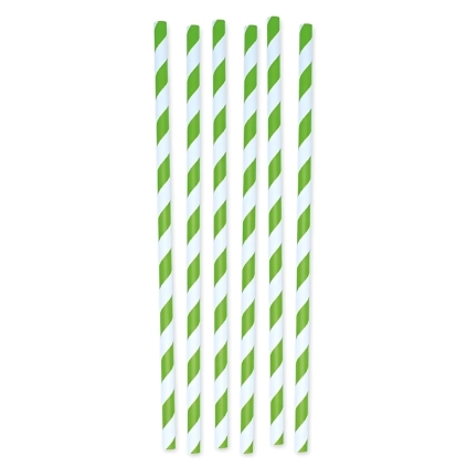 Cannucce in carta a strisce Verde Mela e bianche 26x1cm, 12pz.