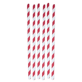 Cannucce in carta a strisce Rossi e bianche 26x1cm, 12pz.