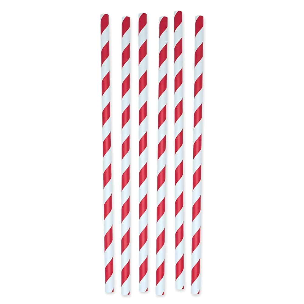 Cannucce in carta a strisce Rossi e bianche 26x1cm, 12pz.