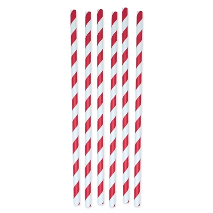 Cannucce in carta a strisce Rossi e bianche 26x1cm, 12pz.