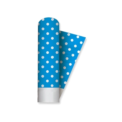 Tovaglia Turchese Pois a rotolo 5x1,20m, 1pz.