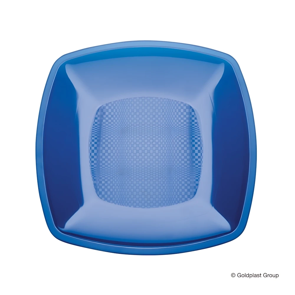 Piatti Blu trasparente piani di forma quadrata 23cm, 12pz.