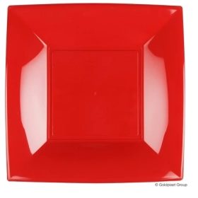 Piatti Rossi China Nice grandi di forma quadrata 29cm, 6pz.