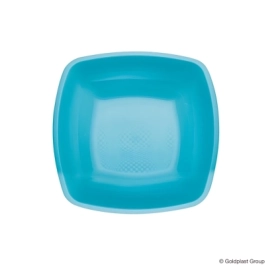 Piatti Turchese fondi fondi di forma quadrata 18cm, 25pz.