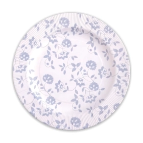 Piatti Argento grandi in cartoncino compostabile, bordo pieghettato e stampa Natura 27cm, 8pz.