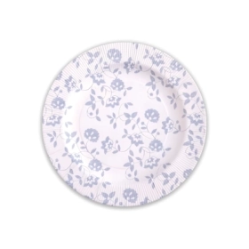 Piatti Argento piccoli in cartoncino compostabile, bordo pieghettato e stampa Natura 21cm, 8pz.