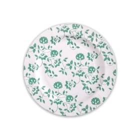 Piatti verdi piccoli in cartoncino compostabile, bordo pieghettato e stampa Natura 21cm, 8pz.
