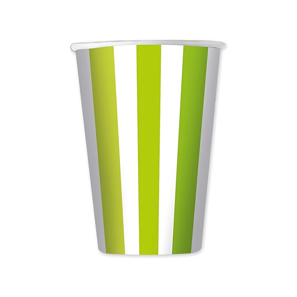Bicchieri strisce Mela Verde 470cc in carta, 6pz.