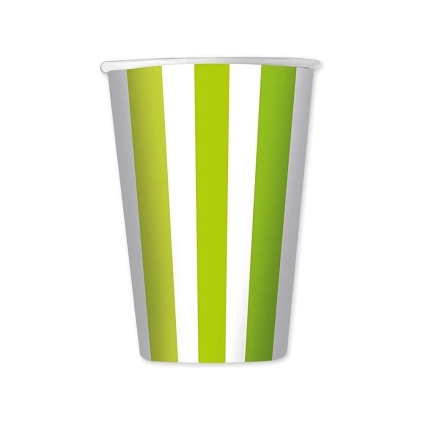 Bicchieri strisce Mela Verde 470cc in carta, 6pz.