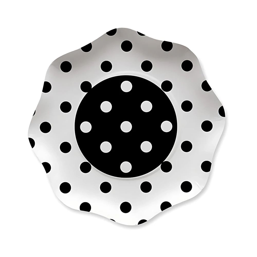 Piatti Pois Neri 23cm, 10pz.