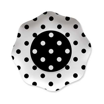 Piatti Pois Neri 23cm, 10pz.