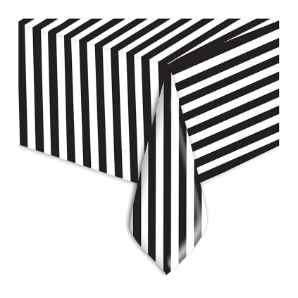 Tovaglia strisce Nere in plastica 2,7x1,4m , 1pz.