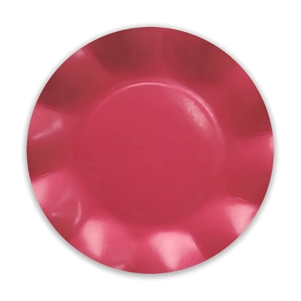 Piatti Rossi grandi in cartoncino compostabile, modello petalo 27cm , 8pz.