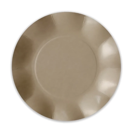 Piatti Taupe grandi in cartoncino compostabile, modello petalo 27cm , 8pz.