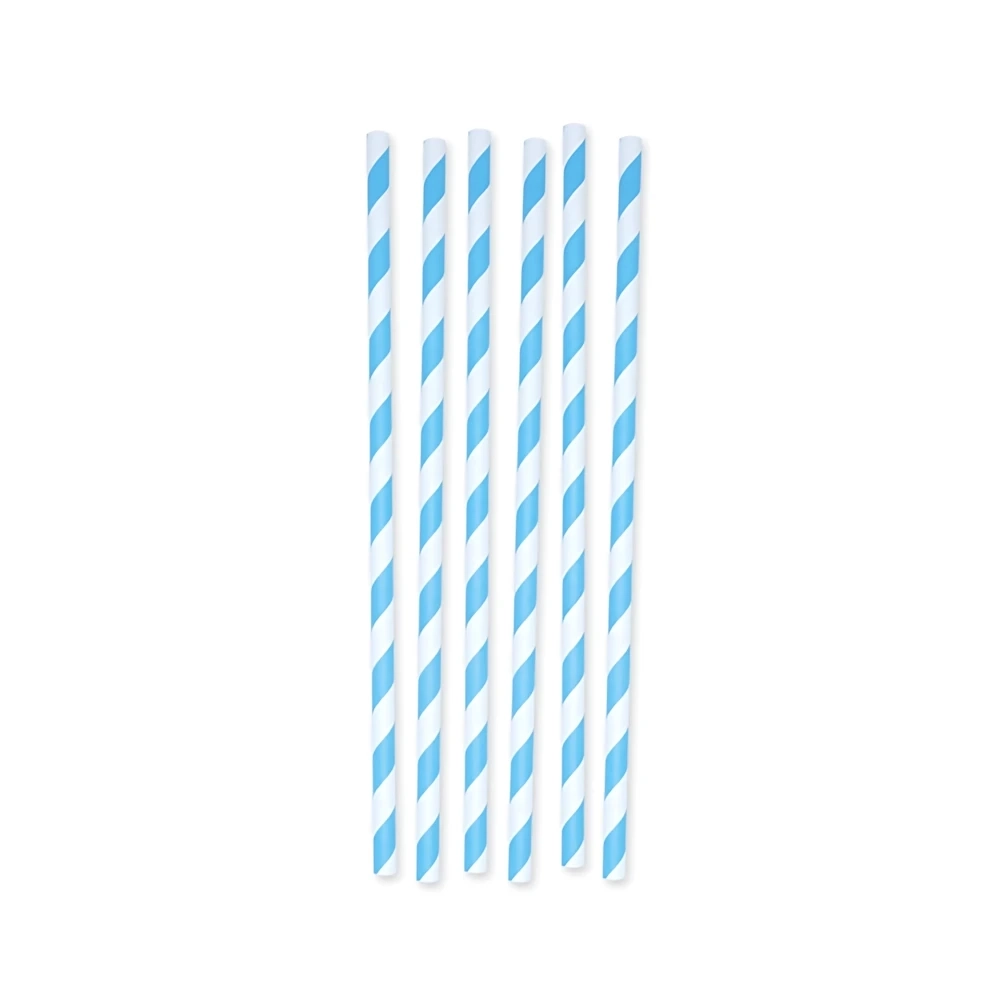 Cannucce strisce Turchese Ecolor in Carta 26x1cm, 6pz.