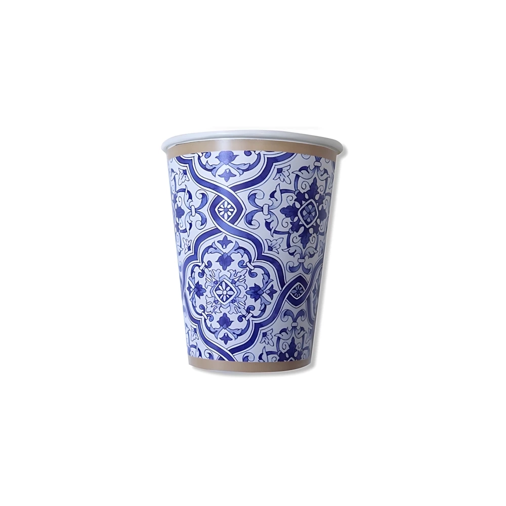 Bicchieri New Arabesque compostabili 250cc in carta, 8pz.