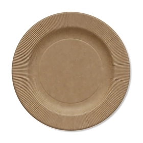 Piatti Kraft grandi in cartoncino compostabile, bordo pieghettato 27cm, 20pz.
