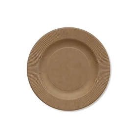 Piatti Kraft piccoli in cartoncino compostabile, bordo pieghettato 21cm , 20pz.