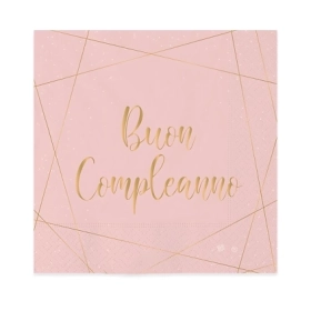 Tovaglioli Buon Compleanno Rose 33x33cm, 20pz.