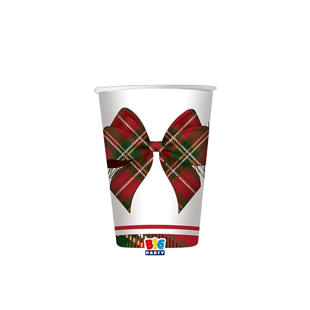 Bicchieri Tartan Holly 200cc in carta, 8pz.