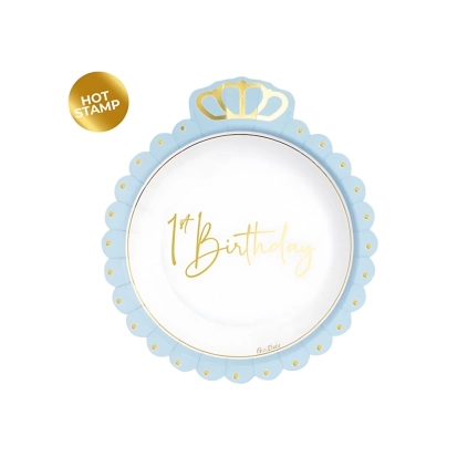 Piatti con Corona First Birthday Boy 20cm, 8pz.